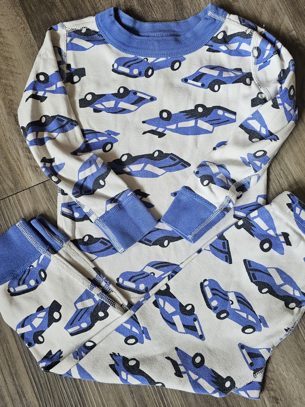 Hanna Andersson Blue and White Car Print Pajama Set